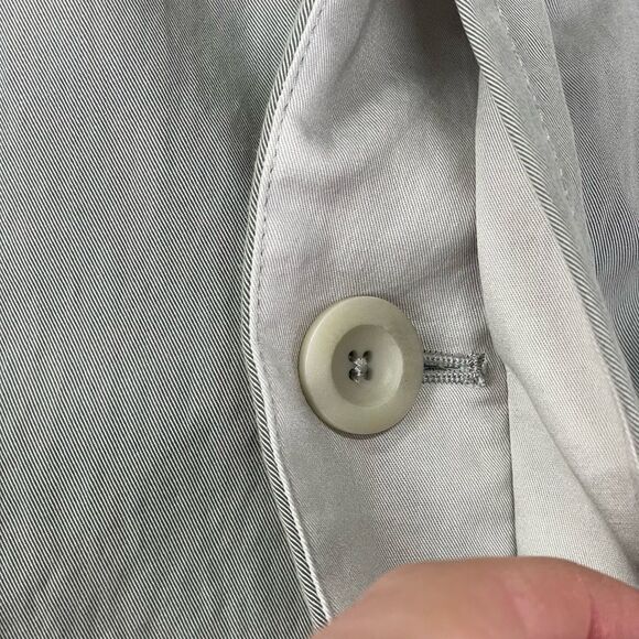 Theory Trench Coat PERKIN Mens Large Grey Long Military Style Nylon Blend Rain - Picture 4 of 15